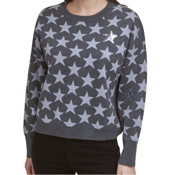 Dkny Exploded Star Sweater, Graphite/frost Grey, Size: Medium - Picture 1 of 1